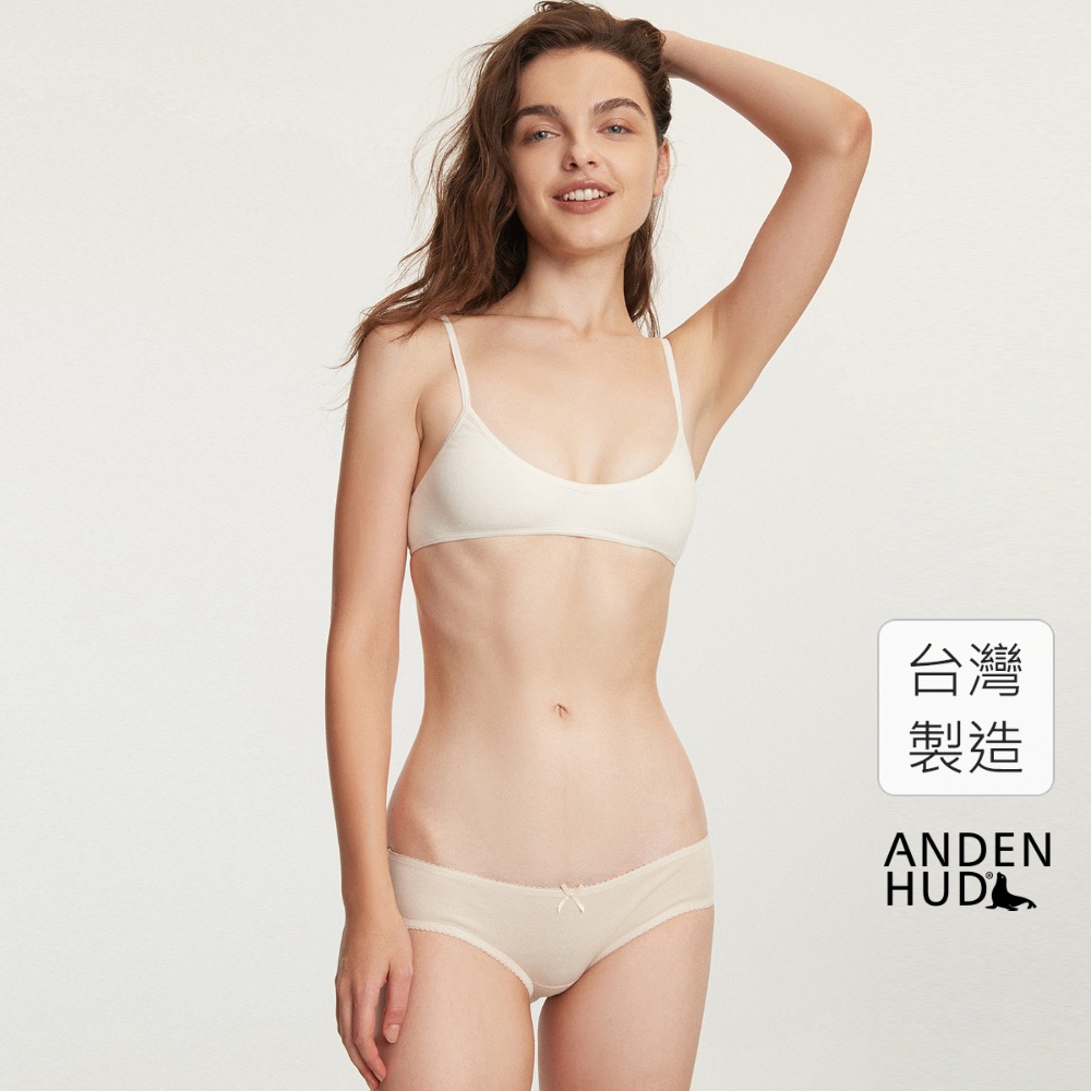 【Anden Hud】簡約系列．花邊低腰三角內褲(裸色) 純棉台灣製