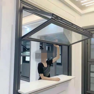 熱賣*精品上下折疊窗網紅奶茶店咖啡店廚房吧臺提拉窗窗上翻折疊窗折疊窗戶
