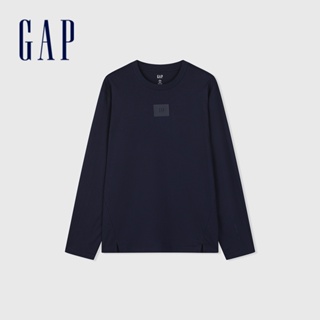 Gap 男裝 Logo純棉圓領長袖T恤-海軍藍(885504)