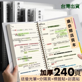 臺灣出貨 A4/B5筆記本記憶本 康奈爾活頁筆記本記憶本 網格/橫線加厚 高效記憶學生推薦 活頁筆記本子 橫線網00