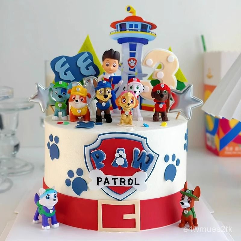新款蛋糕裝飾汪汪隊擺件卡通模型仿真男孩生日甜品臺裝飾插件配件 2X0R