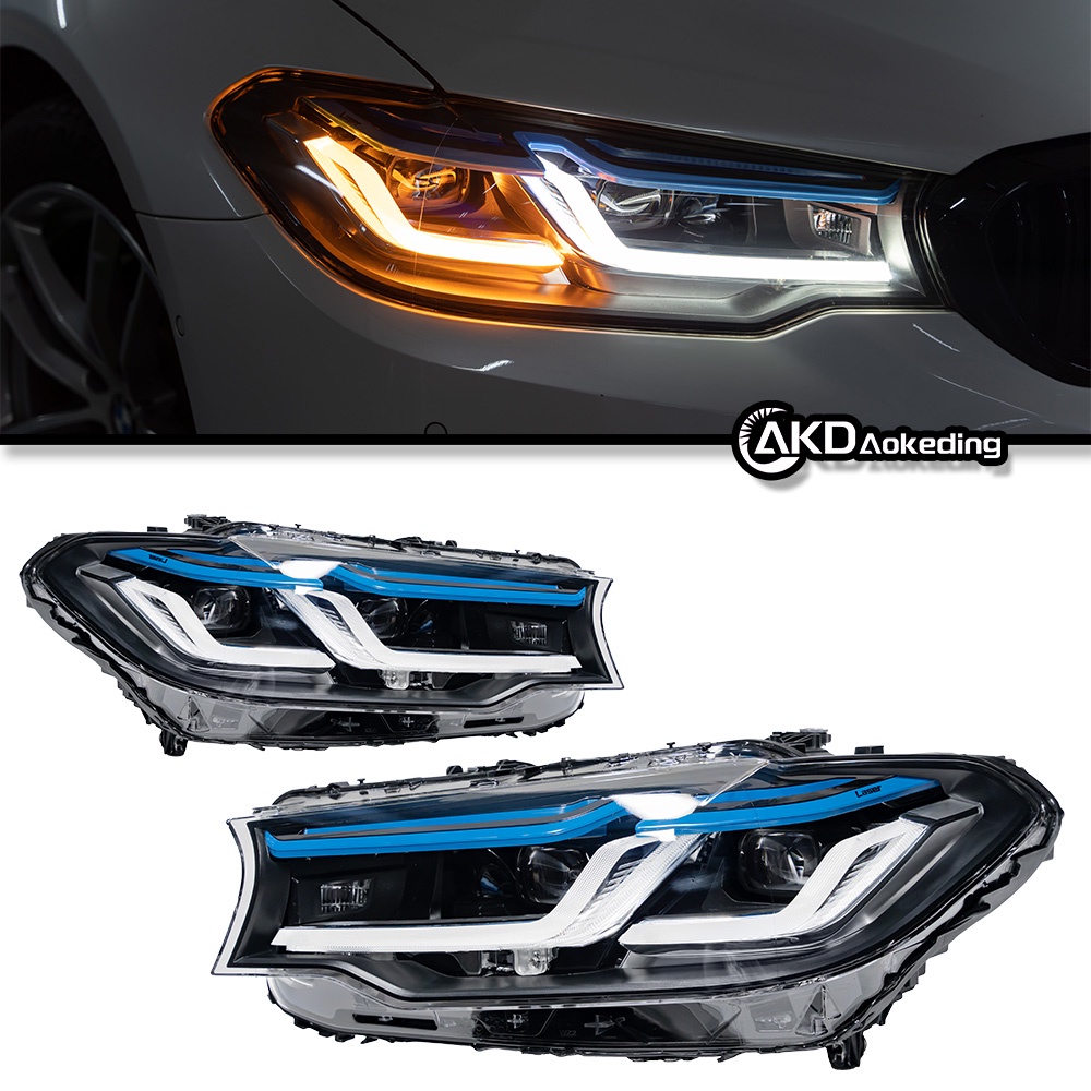 專用于BMW 5系大燈總成G38改新款雙L無需換杠LED總成升級四近四遠