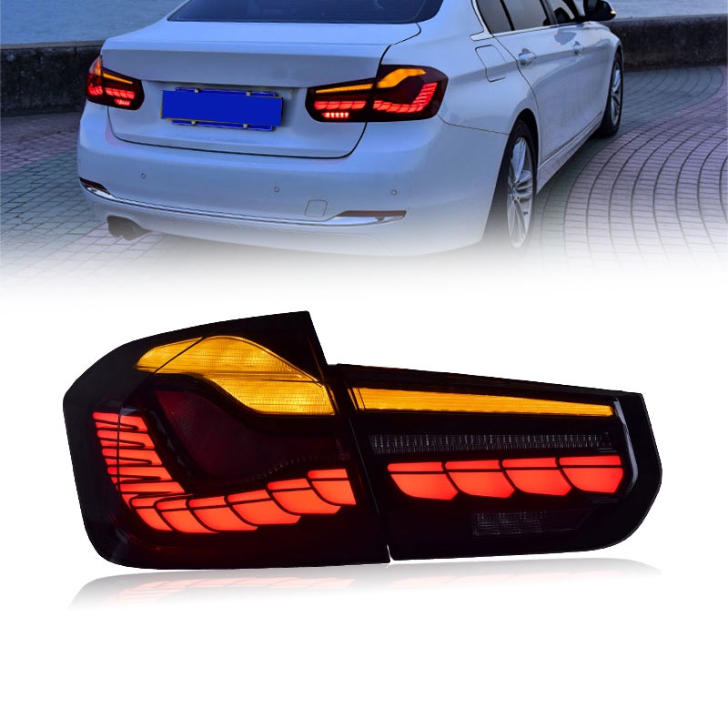 適用于13-19款BMW 3系F30/F35尾燈總成改裝LED龍鱗剎車流水轉向燈