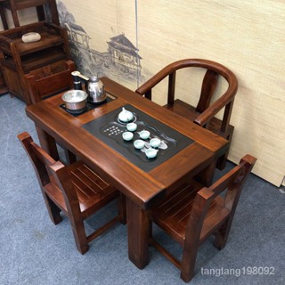 萬達木業 用中式套裝一體喝茶幾陽臺小型實木仿古泡茶桌椅組閤 儲物櫃 泡茶臺 茶幾桌 茶幾臺 客廳桌 泡茶桌 長桌 泡茶臺