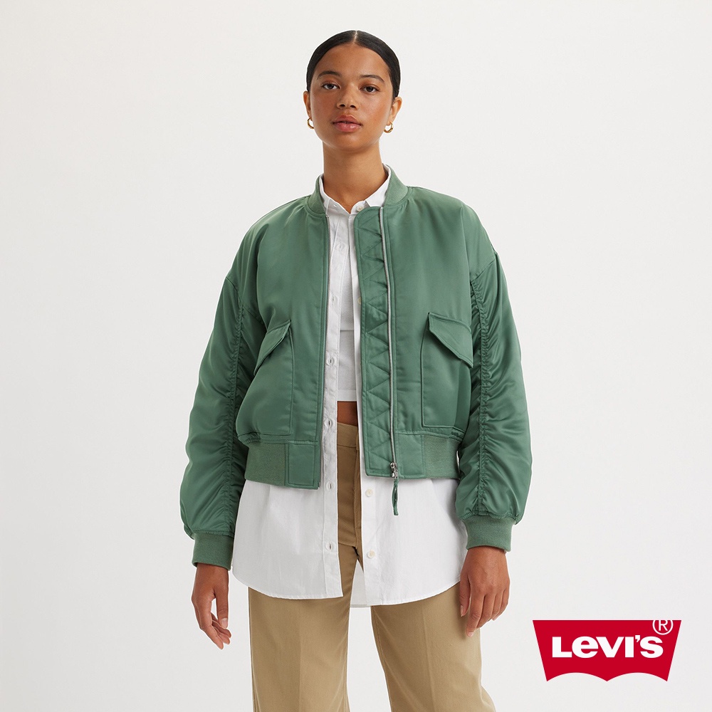 Levis 鋪棉飛行外套 / 抓皺袖設計 蒂芬妮綠 女款 A7262-0004 熱賣單品