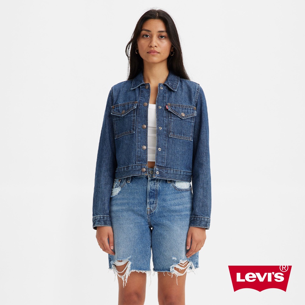 Levis 修身短版牛仔外套 / 精工深藍染水洗 女款 A4851-0001 熱賣單品