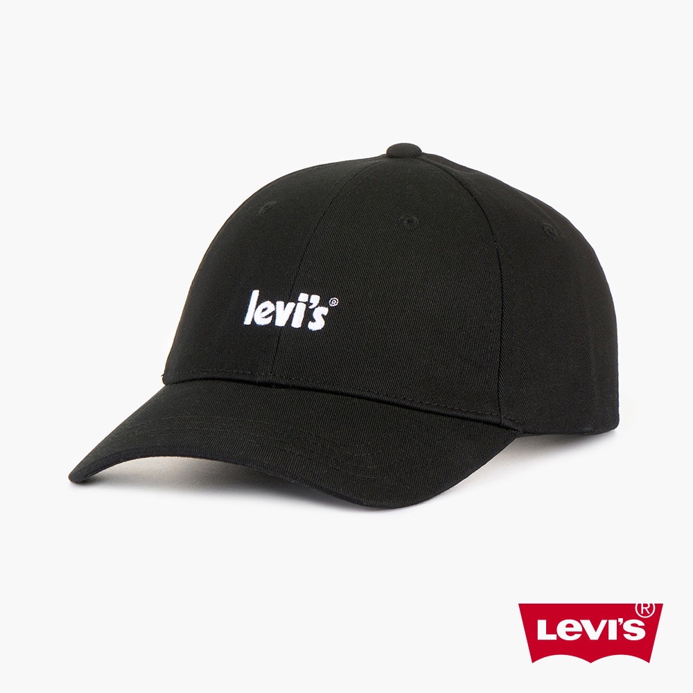 Levis 可調式排釦棒球帽 / 精工刺繡海報體Logo 魚子黑 男女 D6657-0002 熱賣單品
