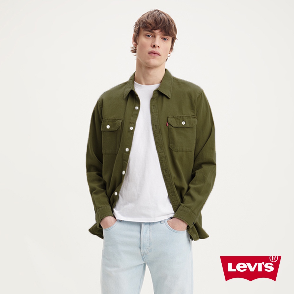 Levis 工裝牛仔襯衫 / 精工漂染工藝 / 寒麻纖維 松嶺綠 男款 19573-0163 熱賣單品