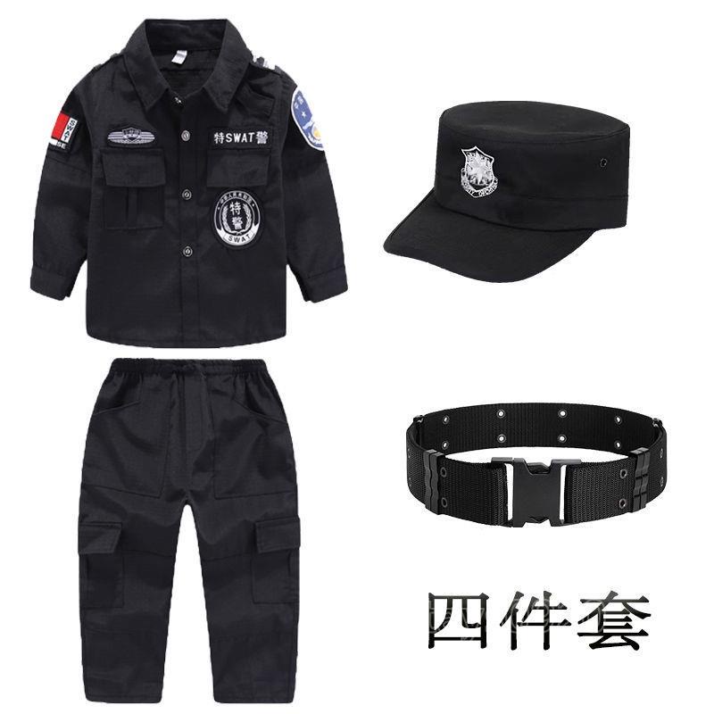 小孩特警衣服兒童警官服裝警男警裝公安 制服警察童裝軍裝黑貓警長