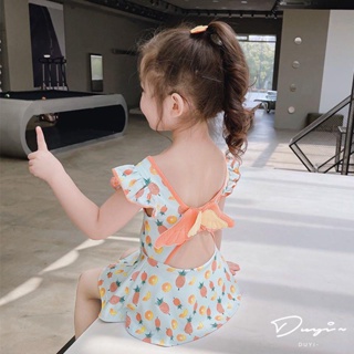 DUYI~夢詩女童泳衣2022新款夏裝女寶寶連體泳裝3歲4女孩夏季洋氣兒童游泳衣