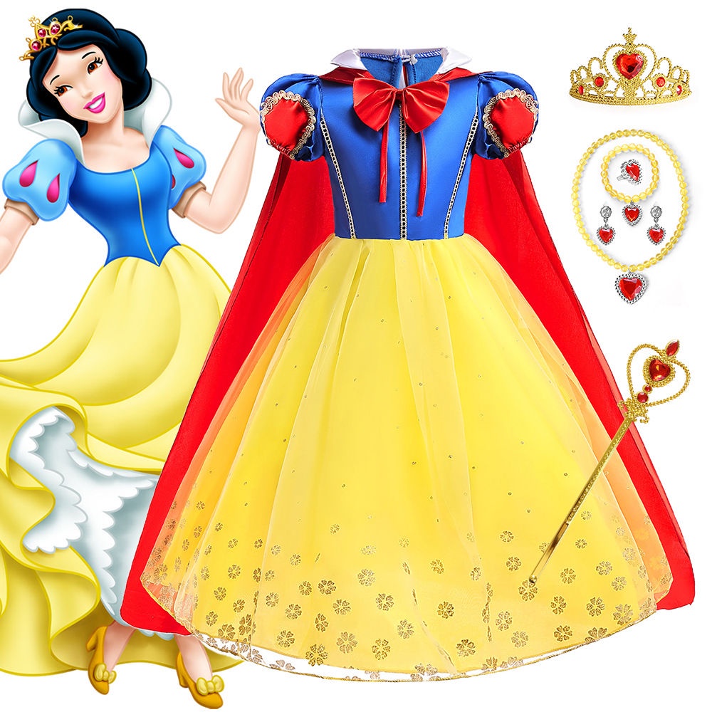 🍀🍀白雪公主裙女童迪士尼cosplay連衣裙萬圣節兒童蓬蓬裙演出禮服裝