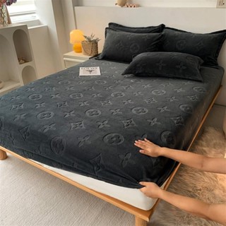 🛒FOUC百貨多品🛒老花牛奶絨床包 加厚法蘭絨床包 冬季毛絨床包 單人 雙人 加大 特大床包 6*7床包FOUC