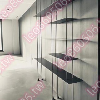 💋💋💋定製鋁合金圓管書架置物架不銹鋼吊架書架頂天立地懸掛立柱展示*
