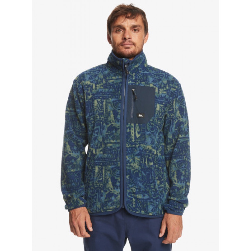 QUIKSILVER - CLEAN COASTS FZ PRINT 男款 刷毛外套 海軍藍-S