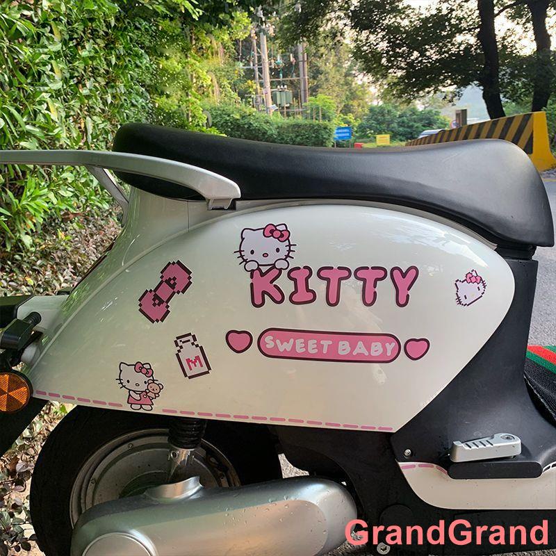 【卡通可愛車貼創意】凱蒂貓車貼kitty貓卡通貼紙汽車劃痕貼電動車摩托頭盔裝飾貼防水