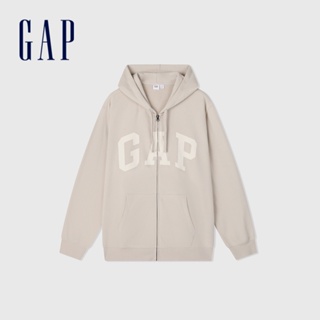 Gap 男女同款 Logo連帽外套 碳素軟磨法式圈織系列-淺卡其(892182)