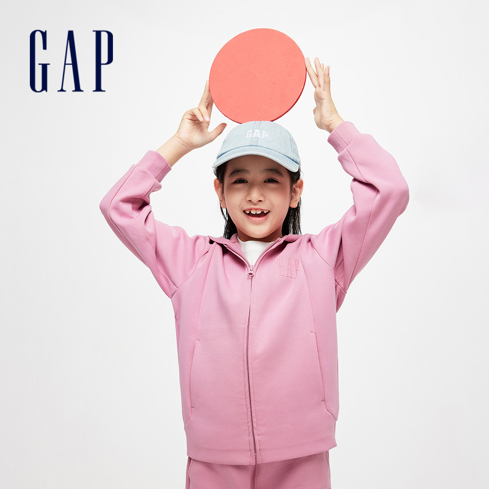 Gap 女童裝 Logo連帽外套 空氣三明治系列-粉色(891980)