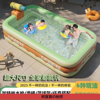 充氣遊泳池 戶外大號充氣泳池充氣水槍戶外兒童滑梯籃球架兒童庭院折疊泳池