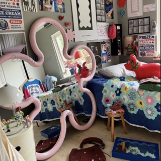 ✨【免運】✨ 創意異形花朵浴室鏡 簡約現代梳妝鏡 定製化妝鏡 網紅ins不規則鏡子 全身鏡顯瘦網紅拍照大鏡子