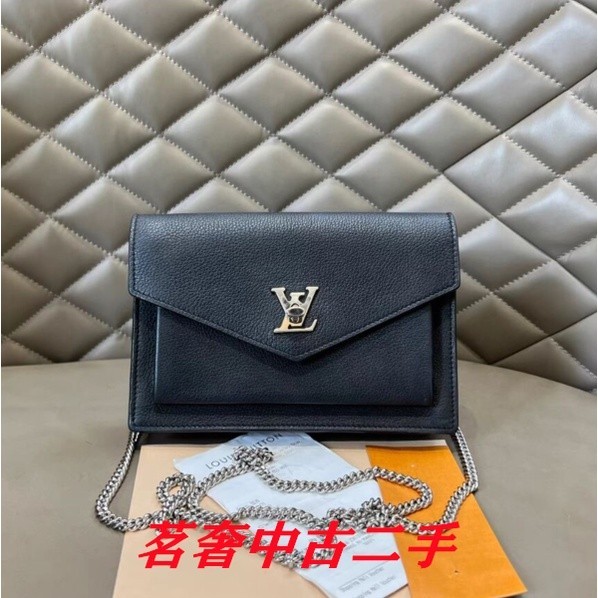 LV 路易威登 MYLOCKME系列 黑色小牛皮皮革 女生 鏈條包 斜挎包 肩背包 M63471