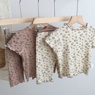 Mini baby🌷2022夏季新款寶寶韓版短袖套裝童裝洋氣時尚小碎花家居服兩件套潮