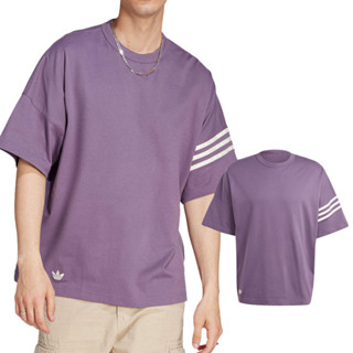 Adidas New C Tee 男款 紫色 復古風 經典三條線 落肩 寬鬆 短袖 上衣 IN4674