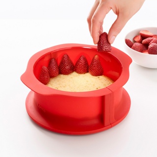 台灣現貨 西班牙《LEKUE》深蛋糕環+瓷盤(紅15cm) | 點心烤模