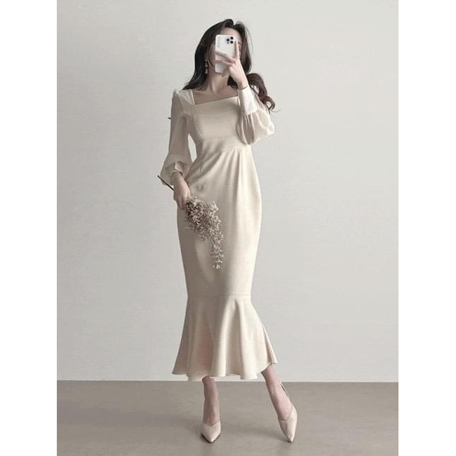 【Codibook】韓國 GANADARAN 方領雪紡氣質洋裝［預購］長洋裝 禮服 女裝