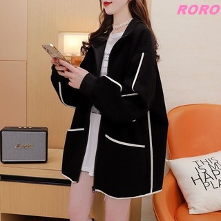 RORO🔸M-4XL 大尺碼外套 胖MM大碼外套女春秋新款寬松慵懶風洋氣顯瘦設計開衫薄款衛衣 女生外套 大碼外套 寬鬆