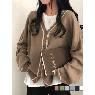 【Codibook】韓國 gifteabox 配色V領寬鬆針織外套［預購］針織外套 女裝