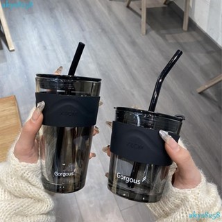 臺灣出貨吸管杯 隨行咖啡杯 ins水杯 耐熱耐高溫 隨手杯 南極人北極光吸管玻璃杯便攜水杯子ins風水杯女生高YANG