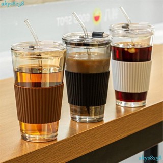 臺灣出貨ins風 果汁杯 飲料玻璃杯 飲料杯 咖啡杯 隨手杯 咖啡杯子ins風簡約玻璃吸管杯辦公室水杯帶蓋學YANG