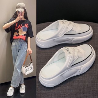 💕洋洋洋鞋店💕厚底半拖鞋 懶人鞋 穆勒鞋 真皮包頭半拖鞋女 新款夏季外穿一腳蹬防滑厚底孕𡠹鞋小白涼鞋 包頭拖鞋 女鞋