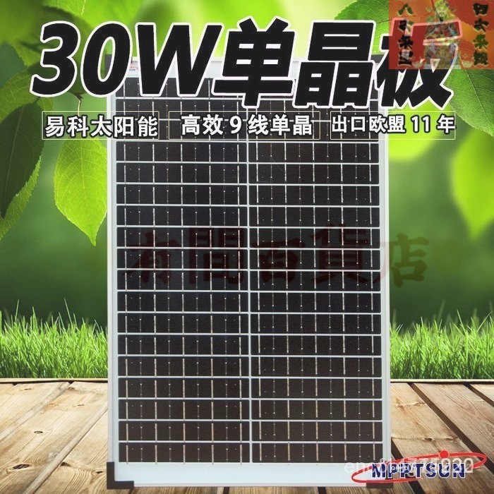 【臺灣熱賣】綠能陽光屋 全新A級 30W 單晶矽 太陽能電池闆 太陽能闆 發電係統 12V電池充電器