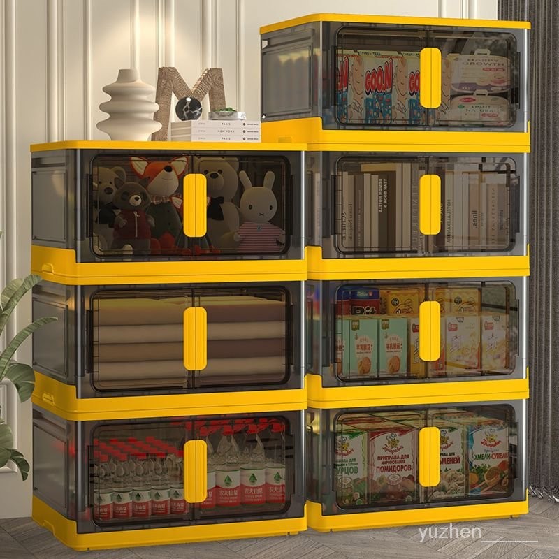 ✨臺灣熱銷✨高顏值收納箱 可伸縮折疊箱 免安裝開門式透明收納櫃 收納箱 傢用雜物儲物箱  PLDD
