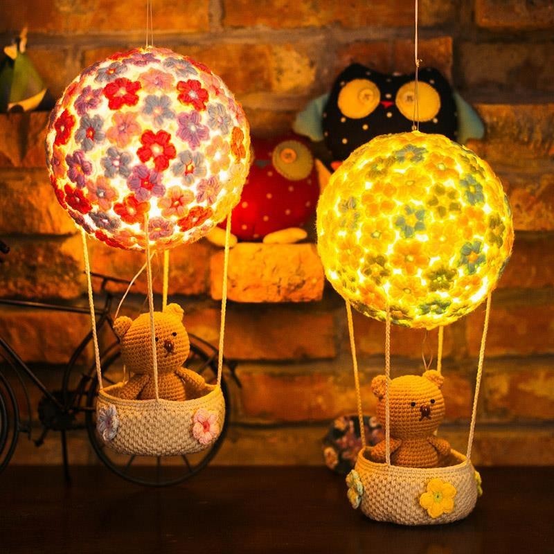 熱氣球夜燈 DIY材料包 夜燈 小夜燈 玩具 熱氣球夜燈 蘇蘇姐姐家熱氣球掛燈手工編織禮物diy線