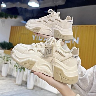 免運實拍💯 老爹鞋 休閒鞋 增高鞋 防滑防臭女鞋 百搭潮鞋 厚底老爹鞋女2024新款秋季百搭小白鞋運動學生炸街鞋子in