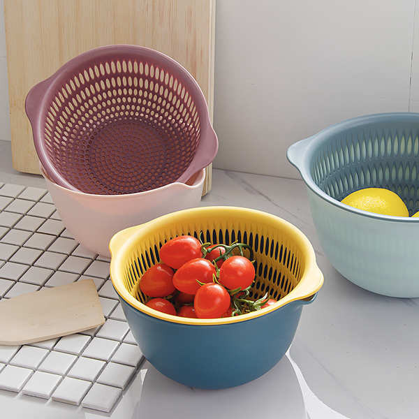 網紅雙層瀝水籃塑膠洗菜籃水果盤創意水果籃廚房果籃洗菜盆菜籃子