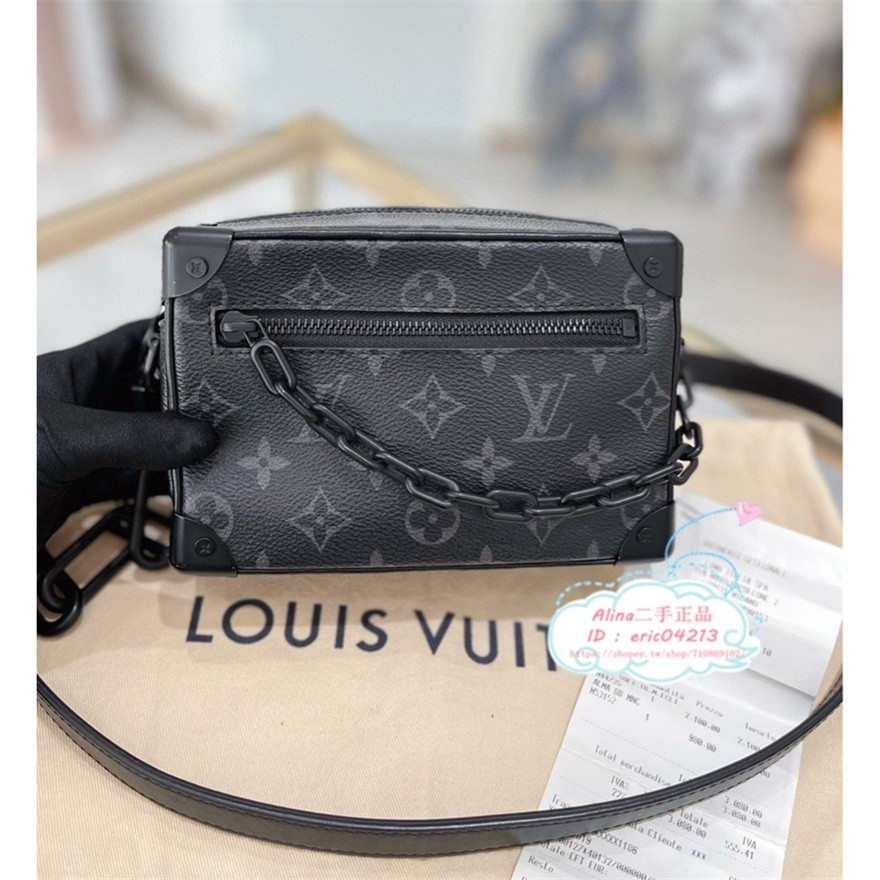 【法國二手】 LV 路易威登 男士郵差包 M44735 MINI SOFT TRUNK 黑色老花 鏈條包/盒子包