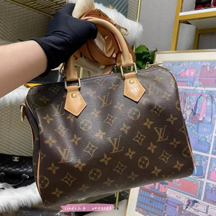 二手99新 LOUIS VUITTON 路易威登 LV M41113 speedy 25 肩帶款 老花 單肩包/斜背包