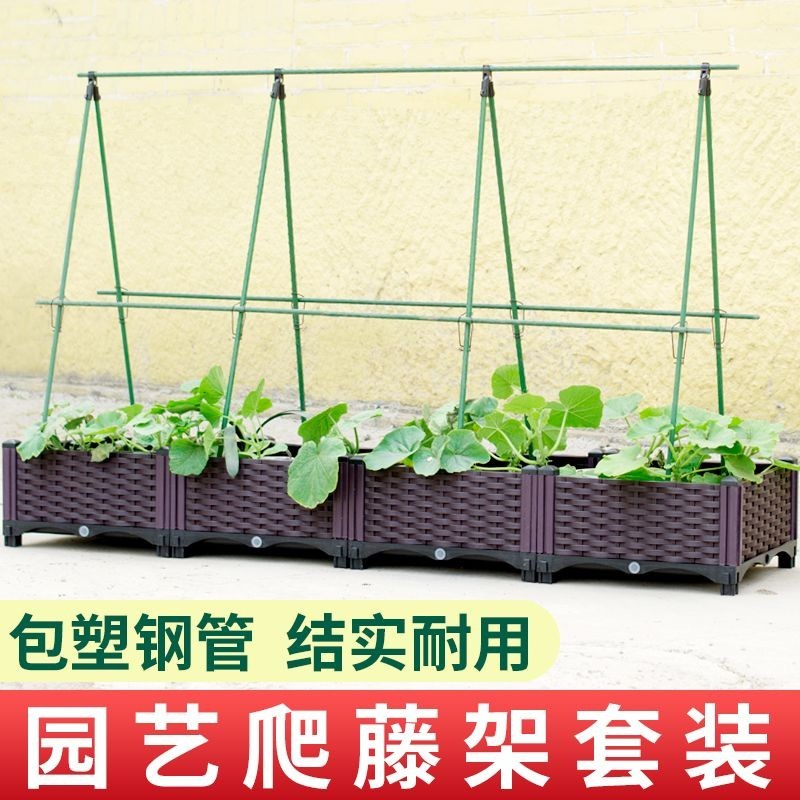 特惠***黃瓜爬藤架葡萄番茄攀爬架綠植支撐桿包塑鋼管庭院種菜固定豆角架