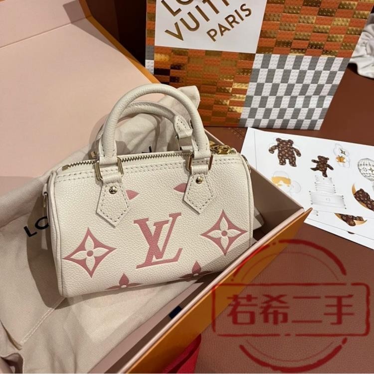 二手全新精品 LV 路易威登 23新款 speedy nano 20 奶油白 枕頭包 單肩包 斜挎包 M46397