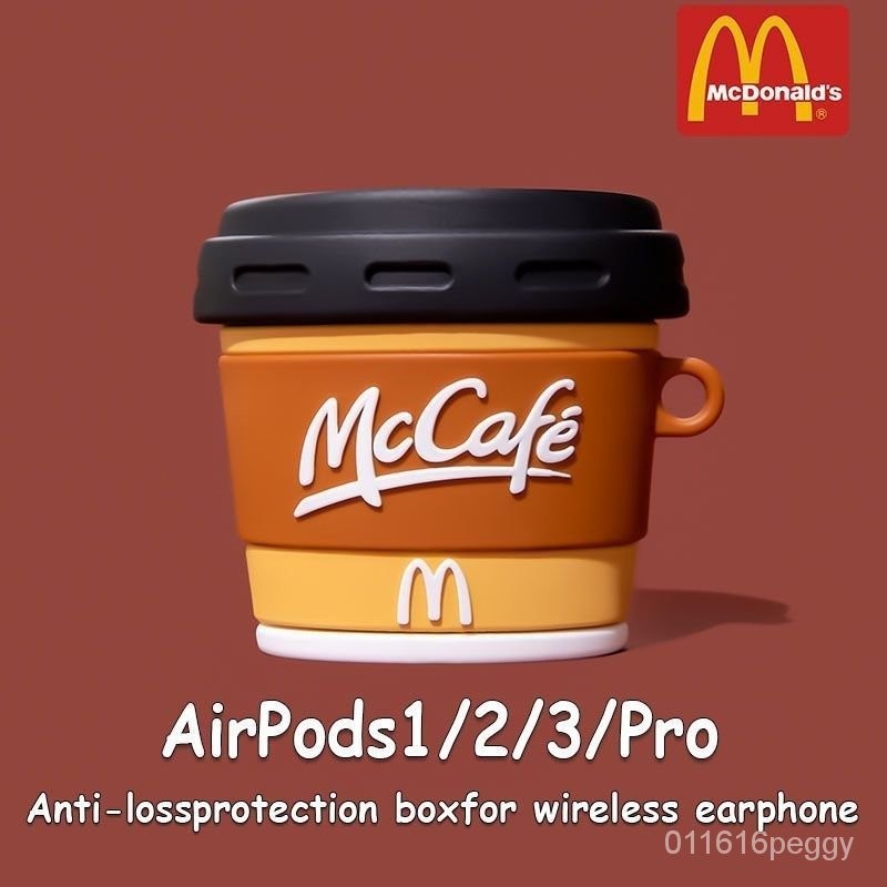 新款推出M記咖啡杯適用Airpods保護套2/3代Pro2通用蘋果無綫藍牙耳機硅膠 2J0D
