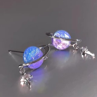 🌿SUN-Jewelry 純銀耳環 星球墜落設計 手工銀匠原創 幻夢星球耳釘 時尚女款耳飾 學生百搭耳環 小眾設計感耳