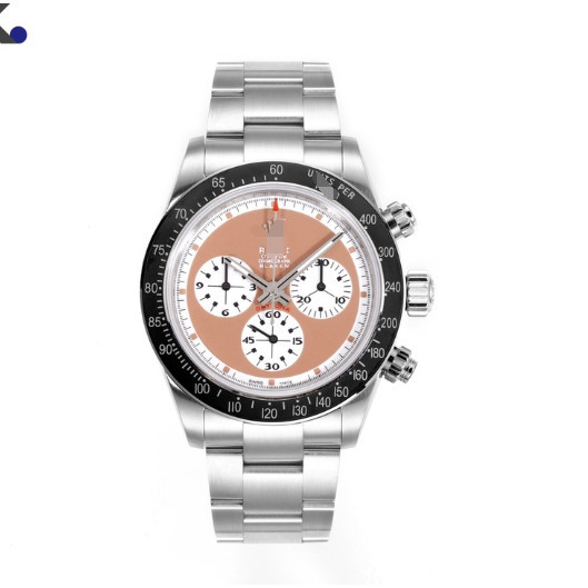 男女同款手錶7750機芯高透玻璃藕粉色錶面石英錶