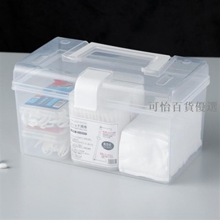 （台灣出貨）帶手把家用透明收納盒 桌面塑膠整理盒 手提儲物箱 小箱子 整理箱小藥箱 收納箱 透明口罩