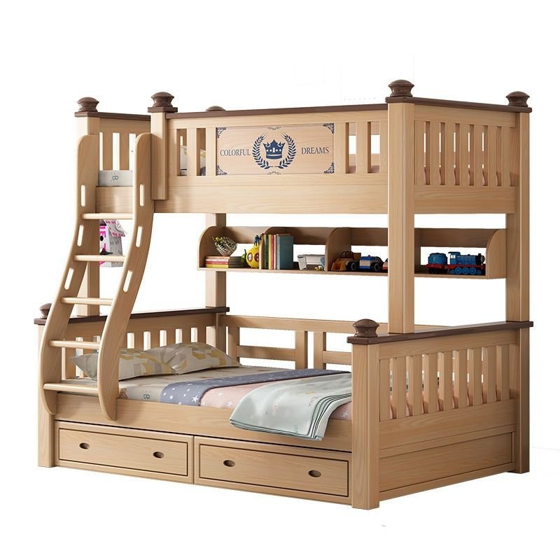 兒童床 實木 雙層床 上下床 雙人高架床 高低床 子母床全實木兒童床上下床櫸木高低床多功能子母床可拆分上下鋪木床雙層