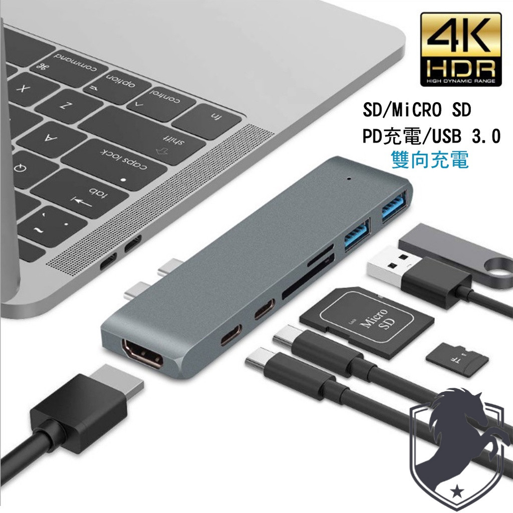 雙TYPE-C 轉 USB 4k HDMI 擴充 PD 轉接器 MacBook 讀卡機 轉接頭 HUB 拓展塢 擴展塢