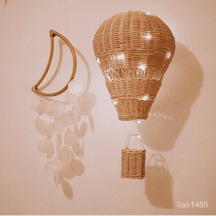 ⒶⓝⒽⓐⓞ~の🎉臺灣發貨丨🔥ins風 手工編織藤編熱氣球 兒童房  傢居裝飾用品