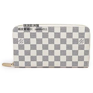 二手 Louis Vuitton LV N60012 白棋盤格紋護照信用卡拉鍊長夾
